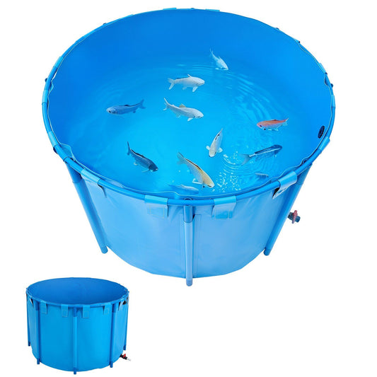 Canvas Fish Pond 1700L Round Foldable PVC Koi Tank Blue