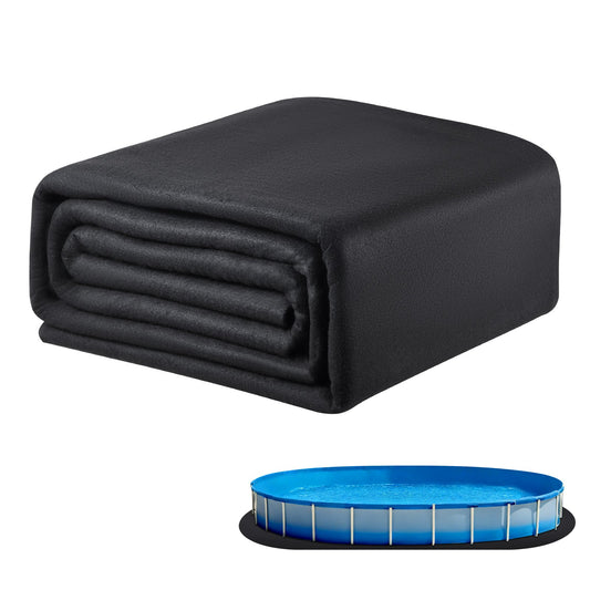 Oval Pool Liner Pad, 15 x 30 ft Pool Liner Pad for Above Ground Swimming Pools, Extra-Thick Pool Mat, Prevents Punctures, Recycled Geotextile Material Underlayment Pad, Extend Liner Life