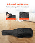 4/4 Cello Case Nylon Waterproof Travel Carrying Bag Black