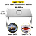 Fire Pit Heat Deflector Stainless Steel Foldable Legs Cover