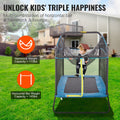 6FT Trampoline Kids Indoor Outdoor Safety Enclosure Gymnastics Bar