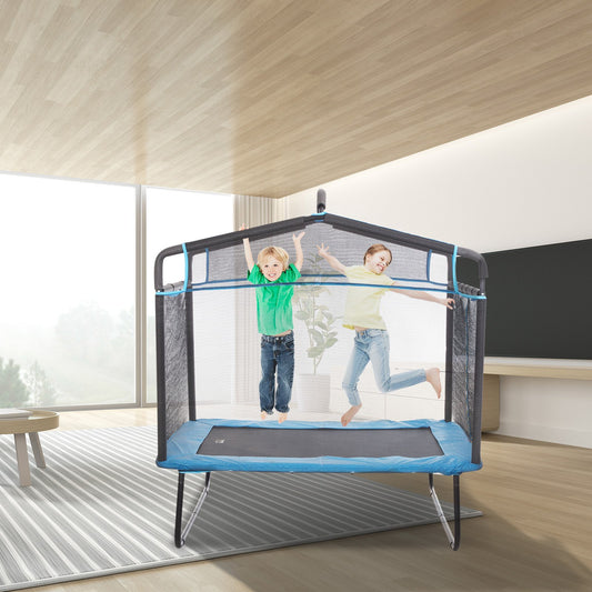 6FT Trampoline Kids Indoor Outdoor Safety Enclosure Gymnastics Bar