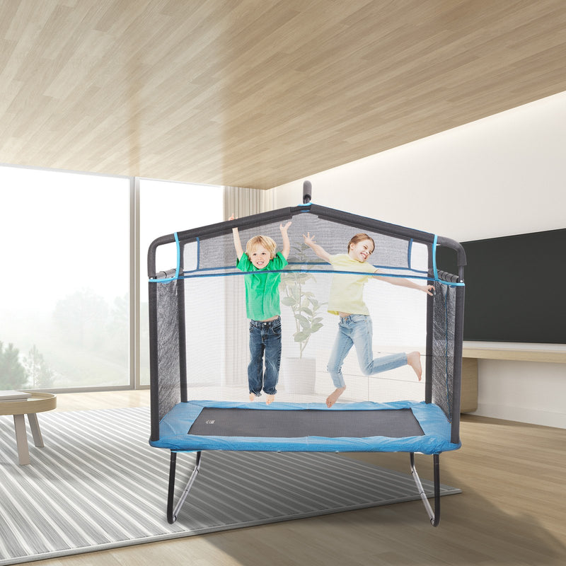 6FT Trampoline Kids Indoor Outdoor Safety Enclosure Gymnastics Bar