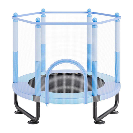 60cm Kids Trampoline with Safety Net & Basketball Hoop Blue