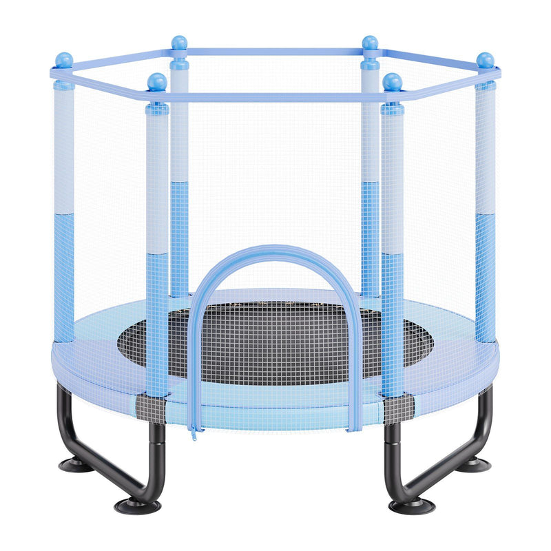 60cm Kids Trampoline with Safety Net & Basketball Hoop Blue