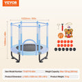 60cm Kids Trampoline with Safety Net & Basketball Hoop Blue