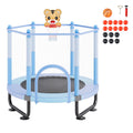 60cm Kids Trampoline with Safety Net & Basketball Hoop Blue