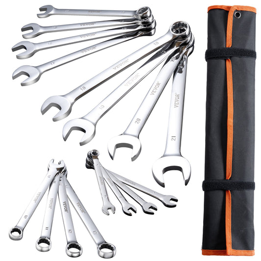 VEVOR Combination Wrench Set 25pc Metric 6-32mm Roll-up Pouch