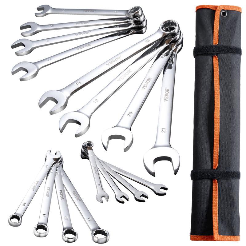 VEVOR Combination Wrench Set 25pc Metric 6-32mm Roll-up Pouch