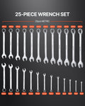 VEVOR Combination Wrench Set 25pc Metric 6-32mm Roll-up Pouch