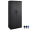 Metal Storage Cabinet with 2 Magnetic Doors and 4 Adjustable Shelves, 90 kg Capacity per Shelf, Locking Steel Storage Cabinet, 1.8 m Metal Cabinet with 3 Keys, for Office, Garage, Home, Black