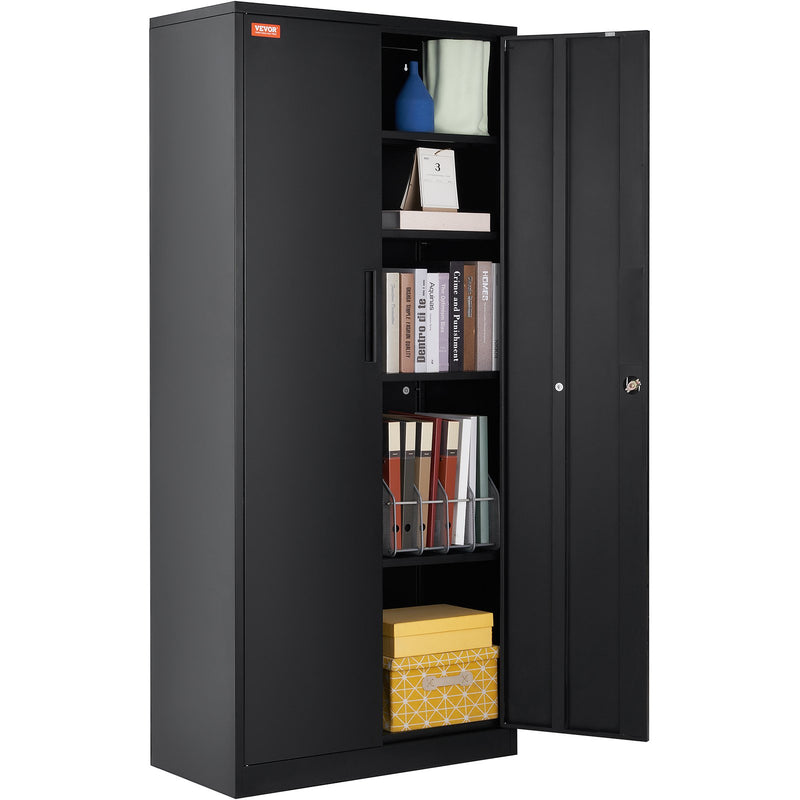 Artiss Metal Storage Cabinet 1.8m 2 Doors 4 Shelves 90kg Black