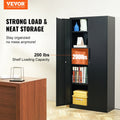 Artiss Metal Storage Cabinet 1.8m 2 Doors 4 Shelves 90kg Black