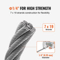 Carbon Steel Wire Rope 6.35mm 7x19 76.2m Cable Railing