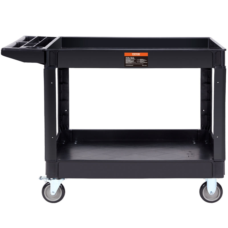 2 Shelf Heavy Duty Utility Cart 550LBS Swivel Wheels Brakes