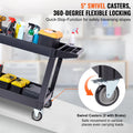 2 Shelf Heavy Duty Utility Cart 550LBS Swivel Wheels Brakes