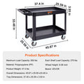 2 Shelf Heavy Duty Utility Cart 550LBS Swivel Wheels Brakes