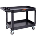 2 Shelf Heavy Duty Utility Cart 550LBS Swivel Wheels Brakes