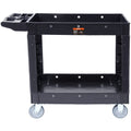 2 Shelf 550LB Plastic Rolling Utility Cart Swivel Wheels Warehouse