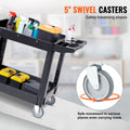 2 Shelf 550LB Plastic Rolling Utility Cart Swivel Wheels Warehouse