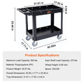 2 Shelf 550LB Plastic Rolling Utility Cart Swivel Wheels Warehouse