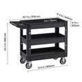Utility Service Cart, 550 LBS Laod Capacity, 3 Shelf Heavy Duty Plastic Rolling Utility Cart with 360° Swivel Wheels (2 with Brakes), Ergonomic Storage Handle for Warehouse/Garage/Cleaning