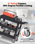550LBS 3 Shelf Heavy Duty Plastic Rolling Utility Cart Swivel Wheels