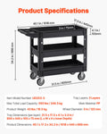 550LBS 3 Shelf Heavy Duty Plastic Rolling Utility Cart Swivel Wheels