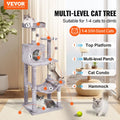 Cat Tree 143cm Condo Sisal Scratching Post Light Grey