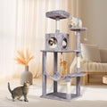 Cat Tree 143cm Condo Sisal Scratching Post Light Grey