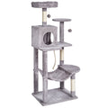 Cat Tree 143cm Condo Sisal Scratching Post Light Grey