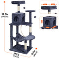 Cat Tree 143 cm Cat Tower with Cat Condo Sisal Scratching Post Dark Grey