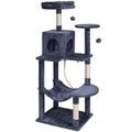 Cat Tree 143 cm Cat Tower with Cat Condo Sisal Scratching Post Dark Grey
