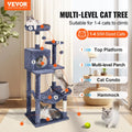 Cat Tree 143cm Dark Grey Sisal Scratching Post Condo Tower