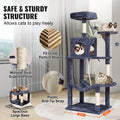 Cat Tree 143cm Dark Grey Sisal Scratching Post Condo Tower