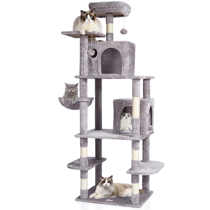 Cat Tree 174cm Tower with Condos Sisal Scratching Post Grey