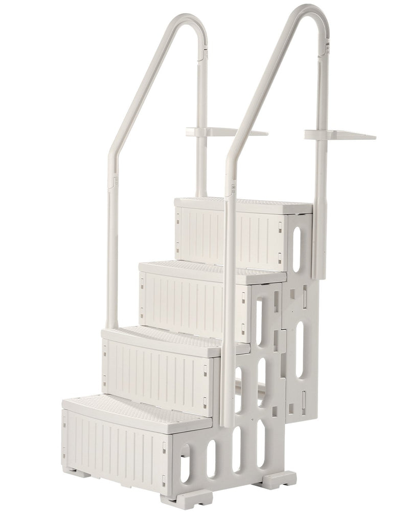 4-Step Pool Ladder White 1219mm-1371mm 2 Handrails