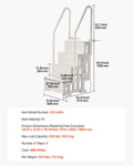 4-Step Pool Ladder White 1219mm-1371mm 2 Handrails