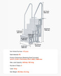 4-Step Grey Pool Ladder 2 Handrails 1219-1371mm