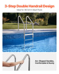 Stainless Steel Pool Ladder 3-Step 2 Handrails 1.2-1.4m Pool