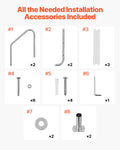Stainless Steel Pool Ladder 3-Step 2 Handrails 1.2-1.4m Pool