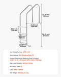 Stainless Steel Pool Ladder 3-Step 2 Handrails 1.2-1.4m Pool