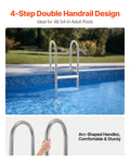 Stainless Steel Pool Ladder 4-Step 2 Handrail 1371.6mm Deck