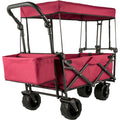Folding Garden Cart Collapsible Wagon Beach Utility w/ Shade