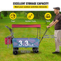 Folding Garden Cart Collapsible Wagon Beach Utility w/ Shade