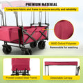 Folding Garden Cart Collapsible Wagon Beach Utility w/ Shade