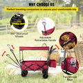 Folding Garden Cart Collapsible Wagon Beach Utility w/ Shade