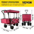 Folding Garden Cart Collapsible Wagon Beach Utility w/ Shade