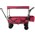 Folding Garden Cart Collapsible Wagon Beach Utility w/ Shade