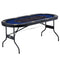 8 Player Poker Table 183cm Oval Padded Blue Stainless Steel Cups